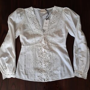 🇨🇵Petite Mendigote White Lace Blouse